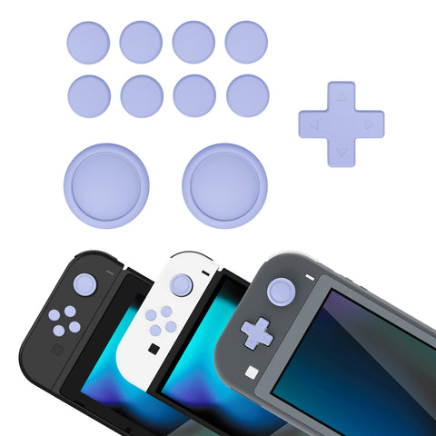PlayVital Silicone Button Covers and Thumb Grip Set for Nintendo Switch/OLED Joycon/Switch Lite, ABXY Directional Key Button Caps for Nintendo Switch/OLED/Lite with Switch Lite D-Pad Button Cap - Light Violet - NJM3008