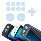 PlayVital Silicone Button Covers and Thumb Grip Set for Nintendo Switch/OLED Joycon/Switch Lite, ABXY Directional Key Button Caps for Nintendo Switch/OLED/Lite with Switch Lite D-Pad Button Cap - Sky Blue - NJM3007