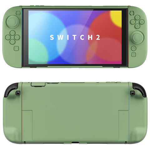 PlayVital Solid Color Series Protective Case for Nintendo Switch 2, Anti-Scratches Hard Shell Dockable Grip Cover with Extra Foldable Stand & Thumb Grips for Nintendo Switch 2  - Matcha Green - AXKNTM005