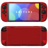 PlayVital Solid Color Series Protective Case for Nintendo Switch 2, Anti-Scratches Hard Shell Dockable Grip Cover with Extra Foldable Stand & Thumb Grips for Nintendo Switch 2  - Scarlet Red - AXKNTP006