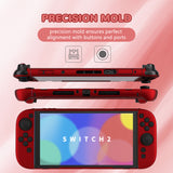 PlayVital Solid Color Series Protective Case for Nintendo Switch 2, Anti-Scratches Hard Shell Dockable Grip Cover with Extra Foldable Stand & Thumb Grips for Nintendo Switch 2  - Scarlet Red - AXKNTP006
