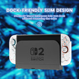 PlayVital Stellar Mecha Protective Case for Nintendo Switch 2, Ergonomic Anti-slip Silicone Grip Cover, Dockable Hard Case Shell for Switch 2 with Joystick Cap & Sticker - White - JXUNTP002