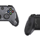 PlayVital Stellar Mecha Silicone Cover Skin for Xbox Series X/S Controller, Anti-slip Grip Protector with Thumb Grips & Sticker for Xbox Core Wireless Controller - Black & Gunmetal Gray - SAXX3P001