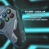 PlayVital Stellar Mecha Silicone Cover Skin for Xbox Series X/S Controller, Anti-slip Grip Protector with Thumb Grips & Sticker for Xbox Core Wireless Controller - Black & Gunmetal Gray - SAXX3P001