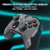 PlayVital Stellar Mecha Silicone Cover Skin for Xbox Series X/S Controller, Anti-slip Grip Protector with Thumb Grips & Sticker for Xbox Core Wireless Controller - Black & Gunmetal Gray - SAXX3P001