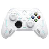 PlayVital Stellar Mecha Silicone Cover Skin for Xbox Series X/S Controller, Anti-slip Grip Protector with Thumb Grips & Sticker for Xbox Core Wireless Controller - White & Frost Gray - SAXX3P002