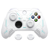 PlayVital Stellar Mecha Silicone Cover Skin for Xbox Series X/S Controller, Anti-slip Grip Protector with Thumb Grips & Sticker for Xbox Core Wireless Controller - White & Frost Gray - SAXX3P002