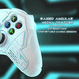 PlayVital Stellar Mecha Silicone Cover Skin for Xbox Series X/S Controller, Anti-slip Grip Protector with Thumb Grips & Sticker for Xbox Core Wireless Controller - White & Frost Gray - SAXX3P002
