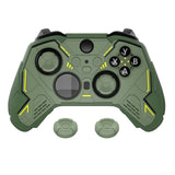 PlayVital Stellar Mecha Silicone Cover Skin for Xbox Elite Series 2 & Elite Series 2 Core, Non-Slip Grip Protector for Xbox Elite 2 with Thumb Grips & Stickers - Army Green & Racing Green - HQWE2P003