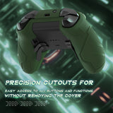 PlayVital Stellar Mecha Silicone Cover Skin for Xbox Elite Series 2 & Elite Series 2 Core, Non-Slip Grip Protector for Xbox Elite 2 with Thumb Grips & Stickers - Army Green & Racing Green - HQWE2P003