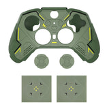 PlayVital Stellar Mecha Silicone Cover Skin for Xbox Elite Series 2 & Elite Series 2 Core, Non-Slip Grip Protector for Xbox Elite 2 with Thumb Grips & Stickers - Army Green & Racing Green - HQWE2P003