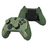 PlayVital Stellar Mecha Silicone Cover Skin for Xbox Elite Series 2 & Elite Series 2 Core, Non-Slip Grip Protector for Xbox Elite 2 with Thumb Grips & Stickers - Army Green & Racing Green - HQWE2P003