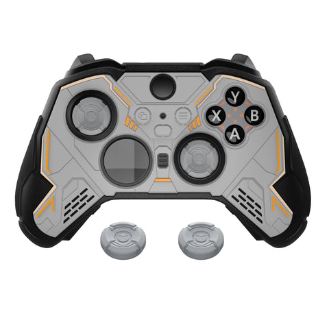 PlayVital Stellar Mecha Silicone Cover Skin for Xbox Elite Series 2 & Elite Series 2 Core, Non-Slip Grip Protector for Xbox Elite 2 with Thumb Grips & Stickers - Gray & Black - HQWE2P001