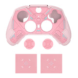PlayVital Stellar Mecha Silicone Cover Skin for Xbox Elite Series 2 & Elite Series 2 Core, Non-Slip Grip Protector for Xbox Elite 2 with Thumb Grips & Stickers - Peach Pink & Blossom Pink - HQWE2P005