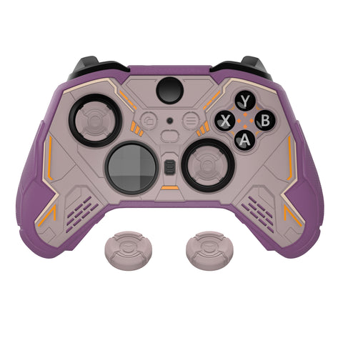 PlayVital Stellar Mecha Silicone Cover Skin for Xbox Elite Series 2 & Elite Series 2 Core, Non-Slip Grip Protector for Xbox Elite 2 with Thumb Grips & Stickers - Rosy Brown & Purple - HQWE2P004