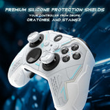 PlayVital Stellar Mecha Silicone Cover Skin for Xbox Elite Series 2 & Elite Series 2 Core, Non-Slip Grip Protector for Xbox Elite 2 with Thumb Grips & Stickers - Warm White & Snow White - HQWE2P002