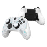PlayVital Stellar Mecha Silicone Cover Skin for Xbox Elite Series 2 & Elite Series 2 Core, Non-Slip Grip Protector for Xbox Elite 2 with Thumb Grips & Stickers - Warm White & Snow White - HQWE2P002