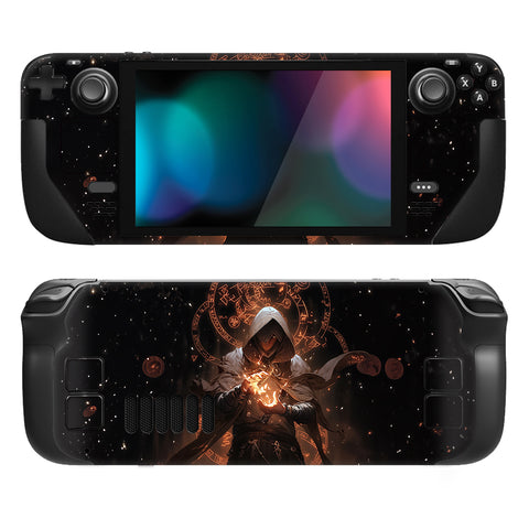 PlayVital Full Set Protective Skin Decal for Steam Deck LCD, Custom Stickers Vinyl Cover for Steam Deck OLED - Summon of Flame - SDTM078