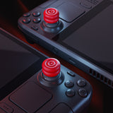 PlayVital Thumb Grips for Steam Deck LCD & OLED (4-Pack), Thumb Cushion Caps with Anti-Slip Texture, Height-Boost Joystick Cover for Steam Deck Accessories, Joystick Protection for PS Portal Remote Player - Passion Red - YFSDM055