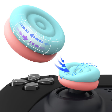 PlayVital Thumbs Cushion Caps Thumb Grips for ps5, for ps4, Thumbstick Grip Cover for Xbox Series X/S, Thumb Grip Caps for Xbox One, Elite Series 2, for Switch Pro Controller - Aqua Blue & Coral Pink - PJM3041