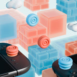 PlayVital Thumbs Cushion Caps Thumb Grips for Nintendo Switch 2, Thumbstick Grip Cover for Joycon 2, Joystick Caps for Switch 2 Accessories - Blue & Orange - WWYNTM027