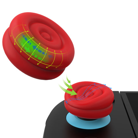 PlayVital Thumbs Cushion Caps Thumb Grips for Nintendo Switch 2, Thumbstick Grip Cover for Joycon 2, Joystick Caps for Switch 2 Accessories - Passion Red - WWYNTM028