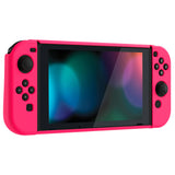 PlayVital UPGRADED Glossy Dockable Case Grip Cover for NS Switch, Ergonomic Protective Case for NS Switch, Separable Protector Hard Shell for Joycon - Bright Pink - ANSP3011