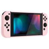 PlayVital UPGRADED Glossy Dockable Case Grip Cover for NS Switch, Ergonomic Protective Case for NS Switch, Separable Protector Hard Shell for Joycon - Peach Blossom Pink - ANSP3010