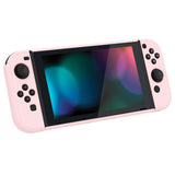 PlayVital UPGRADED Glossy Dockable Case Grip Cover for NS Switch, Ergonomic Protective Case for NS Switch, Separable Protector Hard Shell for Joycon - Peach Blossom Pink - ANSP3010