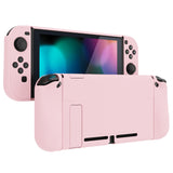 PlayVital UPGRADED Glossy Dockable Case Grip Cover for NS Switch, Ergonomic Protective Case for NS Switch, Separable Protector Hard Shell for Joycon - Peach Blossom Pink - ANSP3010