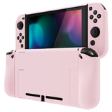 PlayVital UPGRADED Glossy Dockable Case Grip Cover for NS Switch, Ergonomic Protective Case for NS Switch, Separable Protector Hard Shell for Joycon - Peach Blossom Pink - ANSP3010