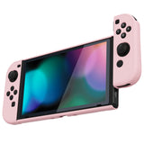 PlayVital UPGRADED Glossy Dockable Case Grip Cover for NS Switch, Ergonomic Protective Case for NS Switch, Separable Protector Hard Shell for Joycon - Peach Blossom Pink - ANSP3010
