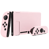 PlayVital UPGRADED Glossy Dockable Case Grip Cover for NS Switch, Ergonomic Protective Case for NS Switch, Separable Protector Hard Shell for Joycon - Peach Blossom Pink - ANSP3010
