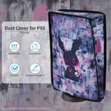 PlayVital Dust Cover for ps5, Soft Neat Lining Dust Guard for ps5 Console, Anti Scratch Waterproof Cover Sleeve for ps5 Console Digital Edition & Disc Edition - Lovely Punky Bunny - PFPJ164
