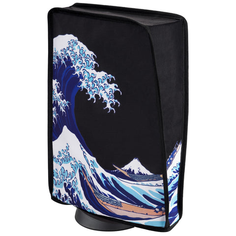 PlayVital Dust Cover for ps5, Soft Neat Lining Dust Guard for ps5 Console, Anti Scratch Waterproof Cover Sleeve for ps5 Console Digital Edition & Disc Edition - The Great Wave & Black - PFPJ175