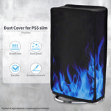 PlayVital Vertical Dust Cover for ps5 Slim Digital Edition(The New Smaller Design), Nylon Dust Proof Protector Waterproof Cover Sleeve for ps5 Slim Console - Blue Flame - JKSPFH006