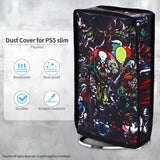 PlayVital Vertical Dust Cover for ps5 Slim Digital Edition(The New Smaller Design), Nylon Dust Proof Protector Waterproof Cover Sleeve for ps5 Slim Console - Scary Party - JKSPFH005