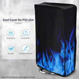PlayVital Vertical Dust Cover for ps5 Slim Disc Edition(The New Smaller Design), Nylon Dust Proof Protector Waterproof Cover Sleeve for ps5 Slim Console - Blue Flame - BMYPFH006
