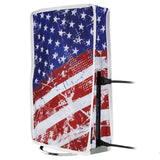 PlayVital Vertical Dust Cover for ps5 Slim Disc Edition(The New Smaller Design), Nylon Dust Proof Protector Waterproof Cover Sleeve for ps5 Slim Console - Impression US Flag - BMYPFH007
