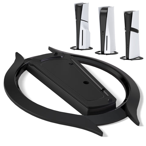 PlayVital Vertical Stand for PS5/Slim/Pro/Standard Console Disc & Digital, Space-Saving Holder Base Accessories for PS5/Pro/Slim with Anti-Slip Pads, Enhanced Stability - Black - CFBPFP001