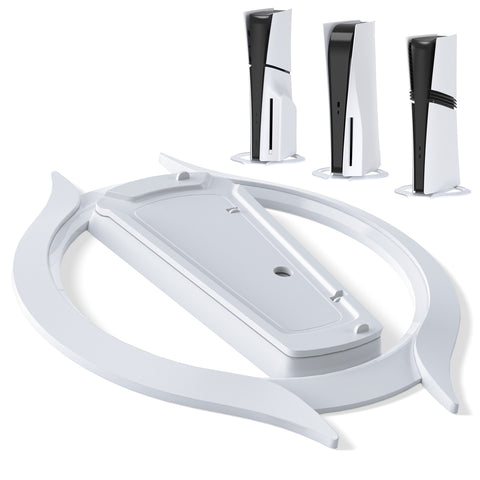 PlayVital Vertical Stand for PS5/Slim/Pro/Standard Console Disc & Digital, Space-Saving Holder Base Accessories for PS5/Pro/Slim with Anti-Slip Pads, Enhanced Stability - White - CFBPFP002