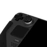 PlayVital Professional Textured Soft Rubber Pads Handle Grips for Steam Deck LCD & OLED, Trackpads Skin Grip Enhancement Back Button Protective Stickers Set with Thumb Grip Caps - Water Ripple Textured Black - FHSDM006