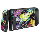 PlayVital Watercolour Splash Protective Case for NS, Soft TPU Slim Case Cover for NS Joycon Console with Colorful ABXY Direction Button Caps - NTU6016G2