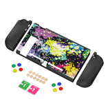 PlayVital Watercolour Splash Protective Case for NS, Soft TPU Slim Case Cover for NS Joycon Console with Colorful ABXY Direction Button Caps - NTU6016G2