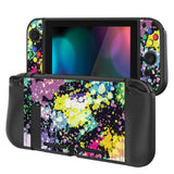 PlayVital Watercolour Splash Protective Case for NS, Soft TPU Slim Case Cover for NS Joycon Console with Colorful ABXY Direction Button Caps - NTU6016G2