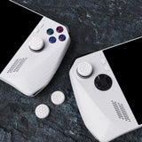 PlayVital White Thumbsticks Grips Caps for ROG Ally, Silicone Thumb Grips Joystick Caps for ROG Ally - Diamond Grain & Crack Bomb Design - TAURGM006
