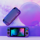 PlayVital ZealProtect Protective Case for Nintendo Switch Lite, Hard Shell Ergonomic Grip Cover for Switch Lite w/Screen Protector & Thumb Grip Caps & Button Caps - Gradient Translucent Bluebell - PSLYP3011