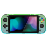 PlayVital ZealProtect Protective Case for Nintendo Switch Lite, Hard Shell Ergonomic Grip Cover for Switch Lite w/Screen Protector & Thumb Grip Caps & Button Caps - Gradient Translucent Green Blue - PSLYP3013