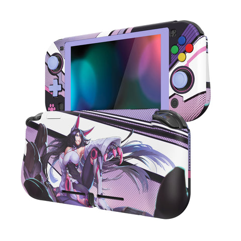 PlayVital ZealProtect Protective Case for Nintendo Switch Lite, Hard Shell Ergonomic Grip Cover for Switch Lite w/Screen Protector & Thumb Grip Caps & Button Caps - Neko Mecha - PSLYR003