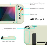 PlayVital ZealProtect Soft Protective Case for Nintendo Switch, Flexible Cover Protector for Nintendo Switch with Tempered Glass Screen Protector & Thumb Grip Caps & ABXY Direction Button Caps - Antique Yellow - RNSYM5005